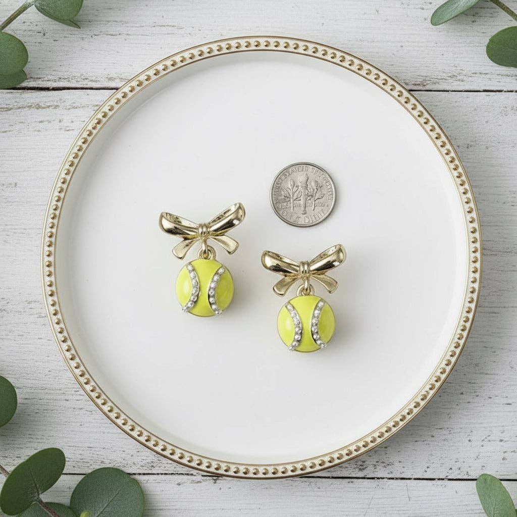 Hadley Tennis & Gold Bows Earrings