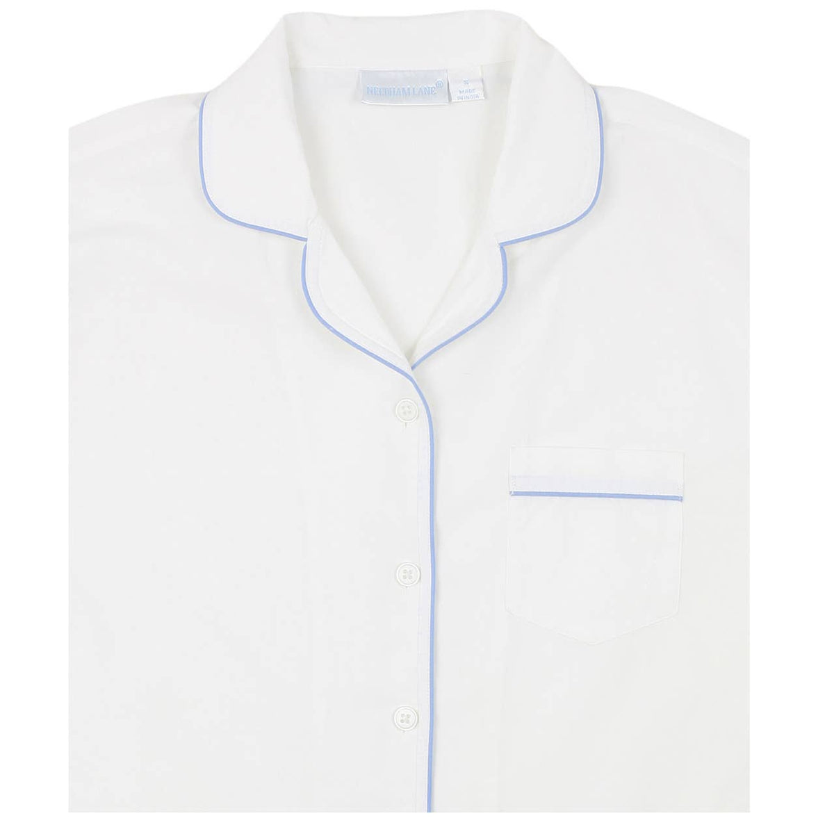 Logan Periwinkle Cotton Poplin Short Sleeve Shorty Pajamas