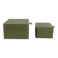 Green Decorative Box w/Acrylic & Gold Pull - Set of 2