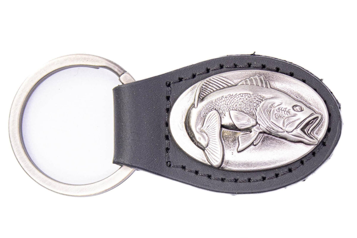 Bass Oval Leather Keychain