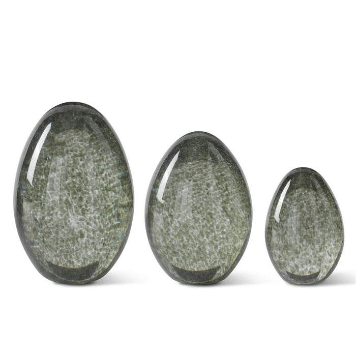 Green Speckled Clear Glass Eggs