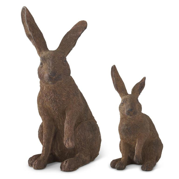 Textured Brown Resin Rabbits