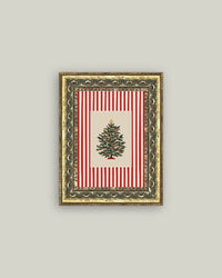Peppermint Stripe Tree Framed Antique Art