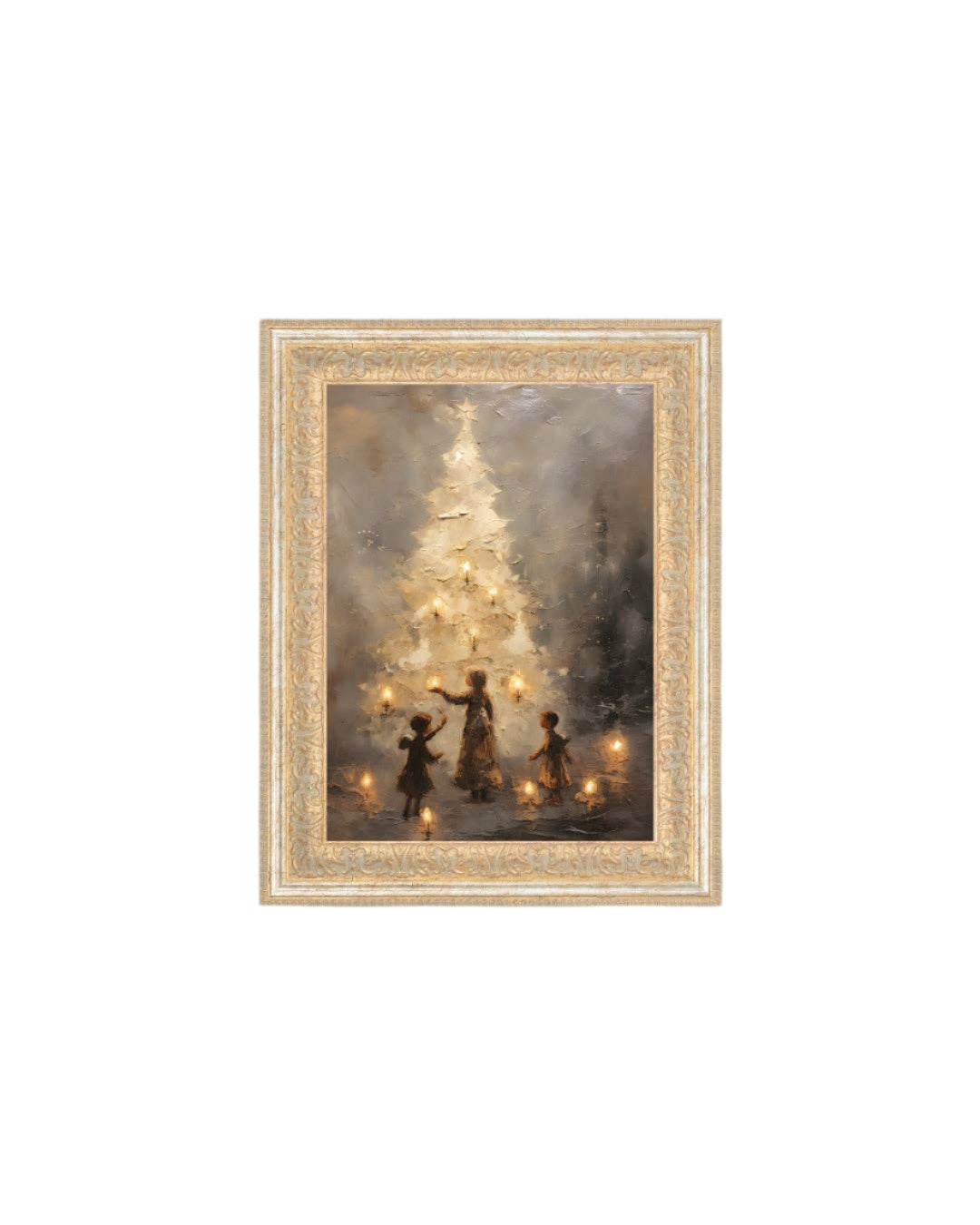 Christmas Tree Gold Framed Antique Art - 10x12