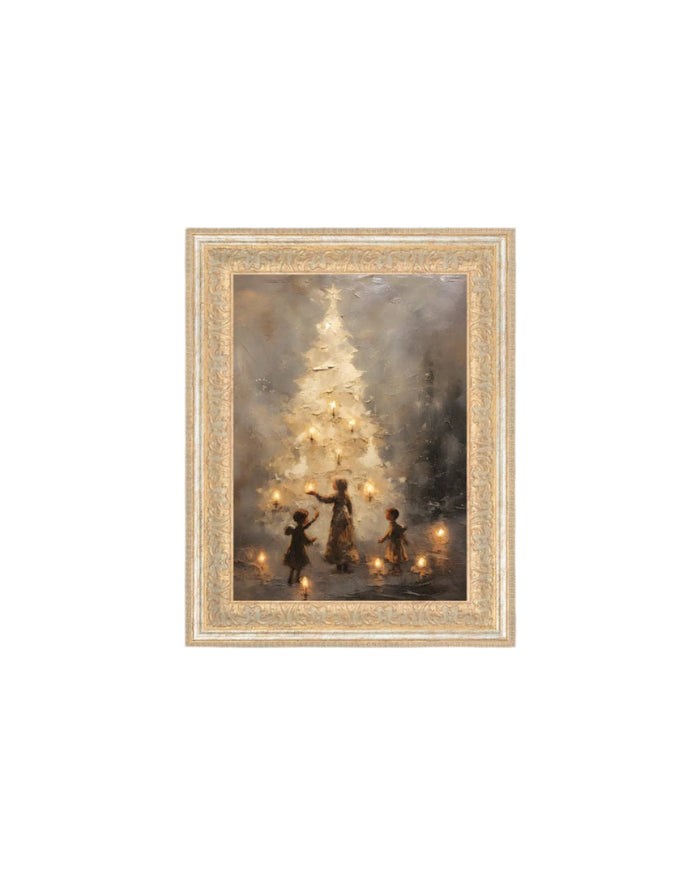 Christmas Tree Gold Framed Antique Art - 10x12