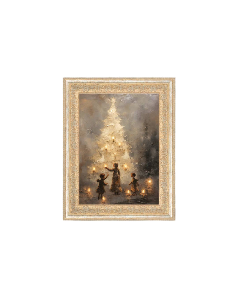Christmas Tree Gold Framed Antique Art - 10x12