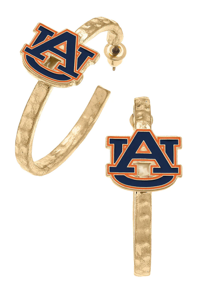 Auburn Tigers Enamel Logo Hoop Earrings