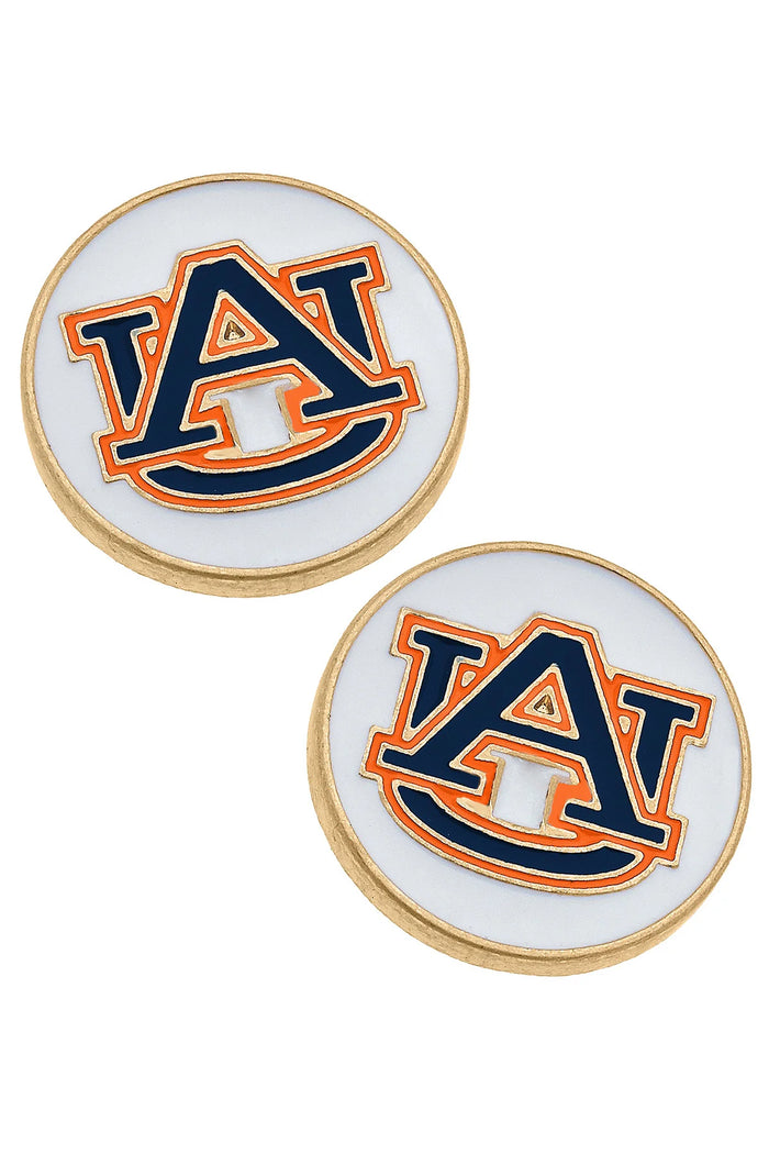 Auburn Tigers Enamel Disc Stud Earrings