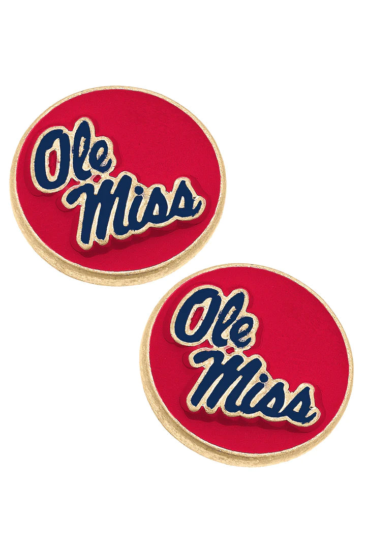 Ole Miss Rebels Enamel Disc Stud Earrings