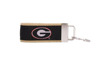 Georgia Bulldogs Collegiate Woven Ribbon Key Chain. University of Gerogia Key Fob. UGA Dawgs Gift. Brass Clasp and O-Ring.