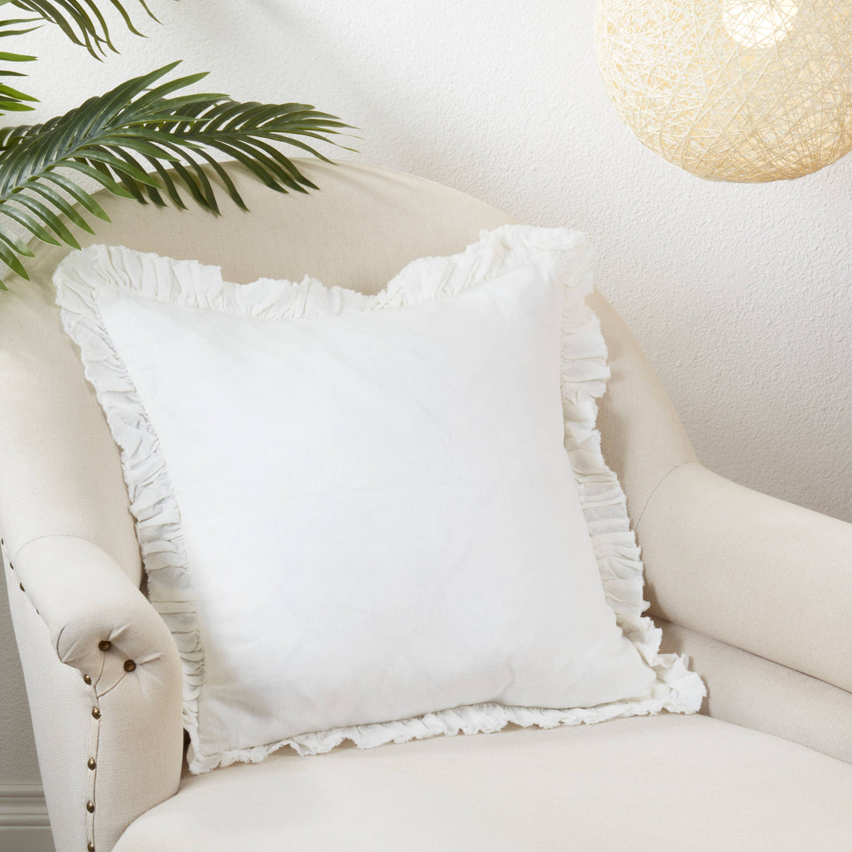 Ruffled Design Pillow - Down Filled - 20"