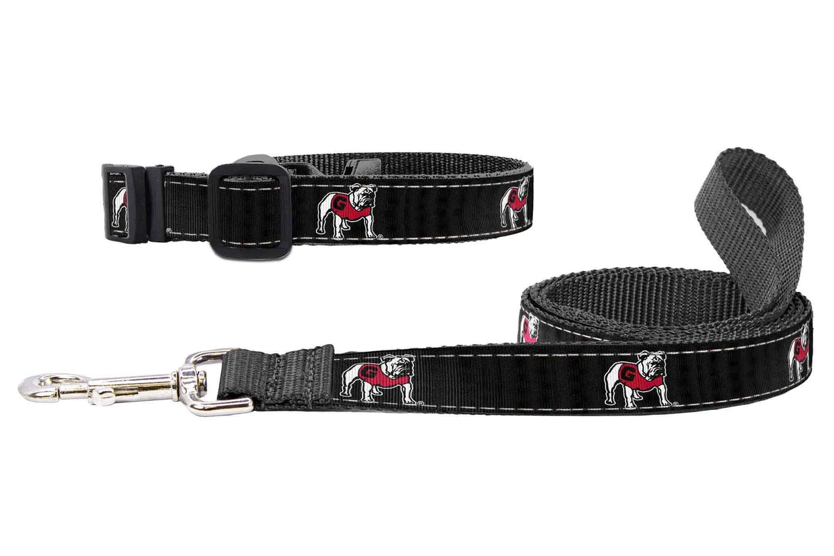 Georgia Bulldogs Adjustable Ribbon Dog Collar Lead.