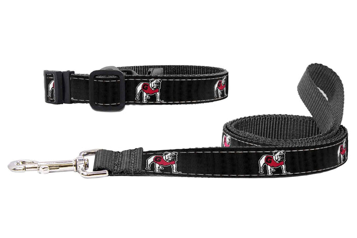 Georgia Bulldogs Adjustable Ribbon Dog Collar Lead.