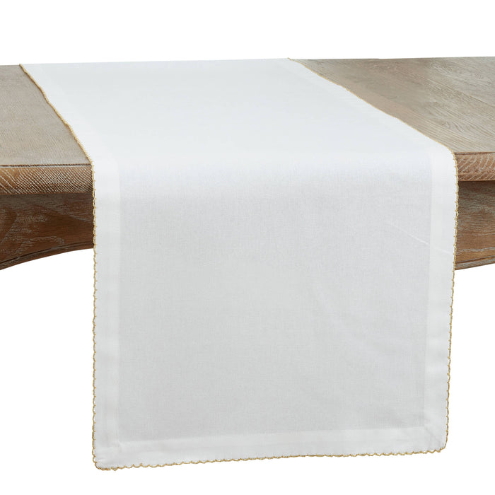 Whip Stitched Table Runner - Gold Trim - 108"