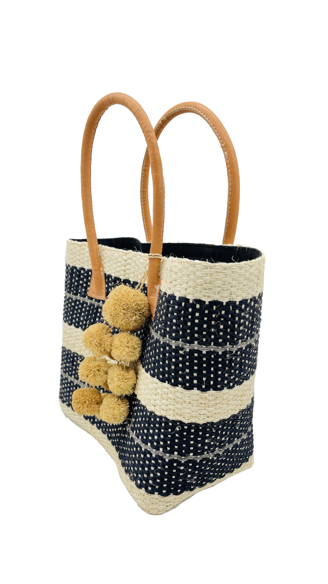 Imperial Sisal Basket Bag with Waterfall Pompoms