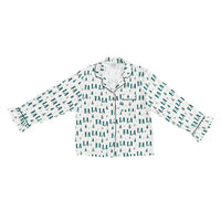 Pajama Set - Green FaLaLa - Ruffle Trim With Velvet Tie