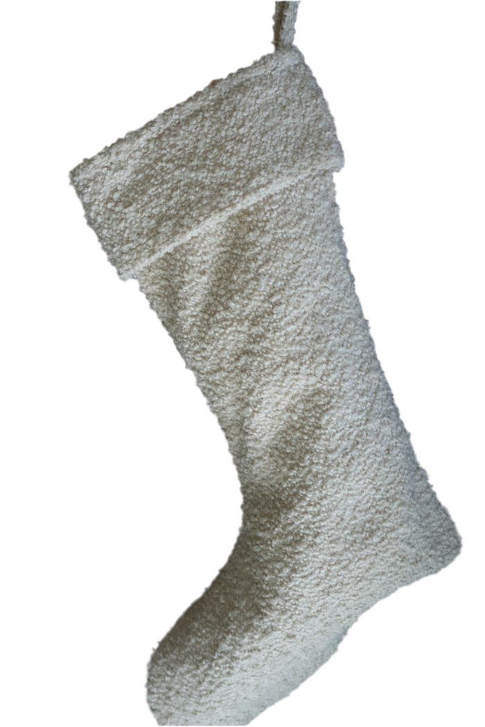 White Boucle Christmas Stocking