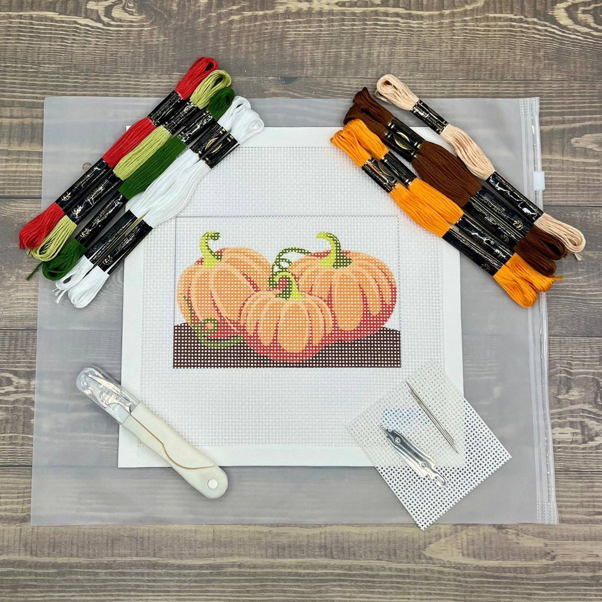 Needlepoint Kit - Three Pumpkins Design