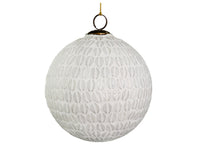 Shell Textured Glass Ball Ornament - White Matte