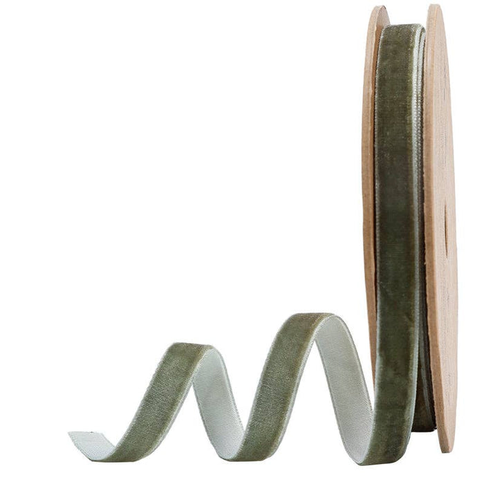 3/8" Velvet Ribbon | Olive | 10 Yard Roll