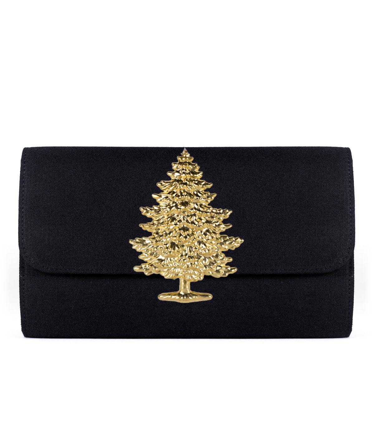 Avery Clutch - Black w/Gold Hardware