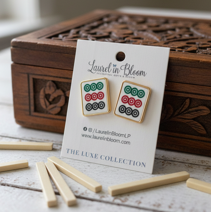 Lucky Winds Dot Mahjong Studs