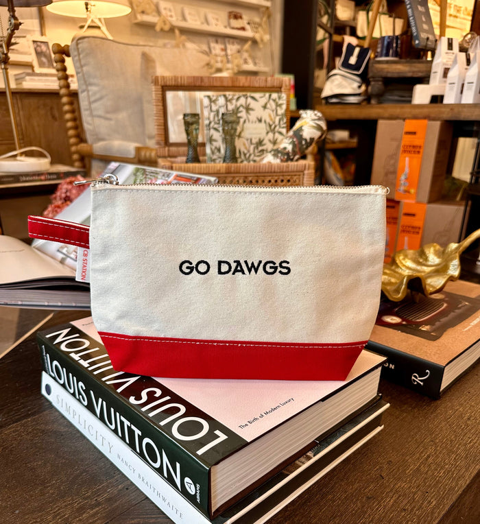 Collegiate Canvas Makeup Bag - GO DAWGS