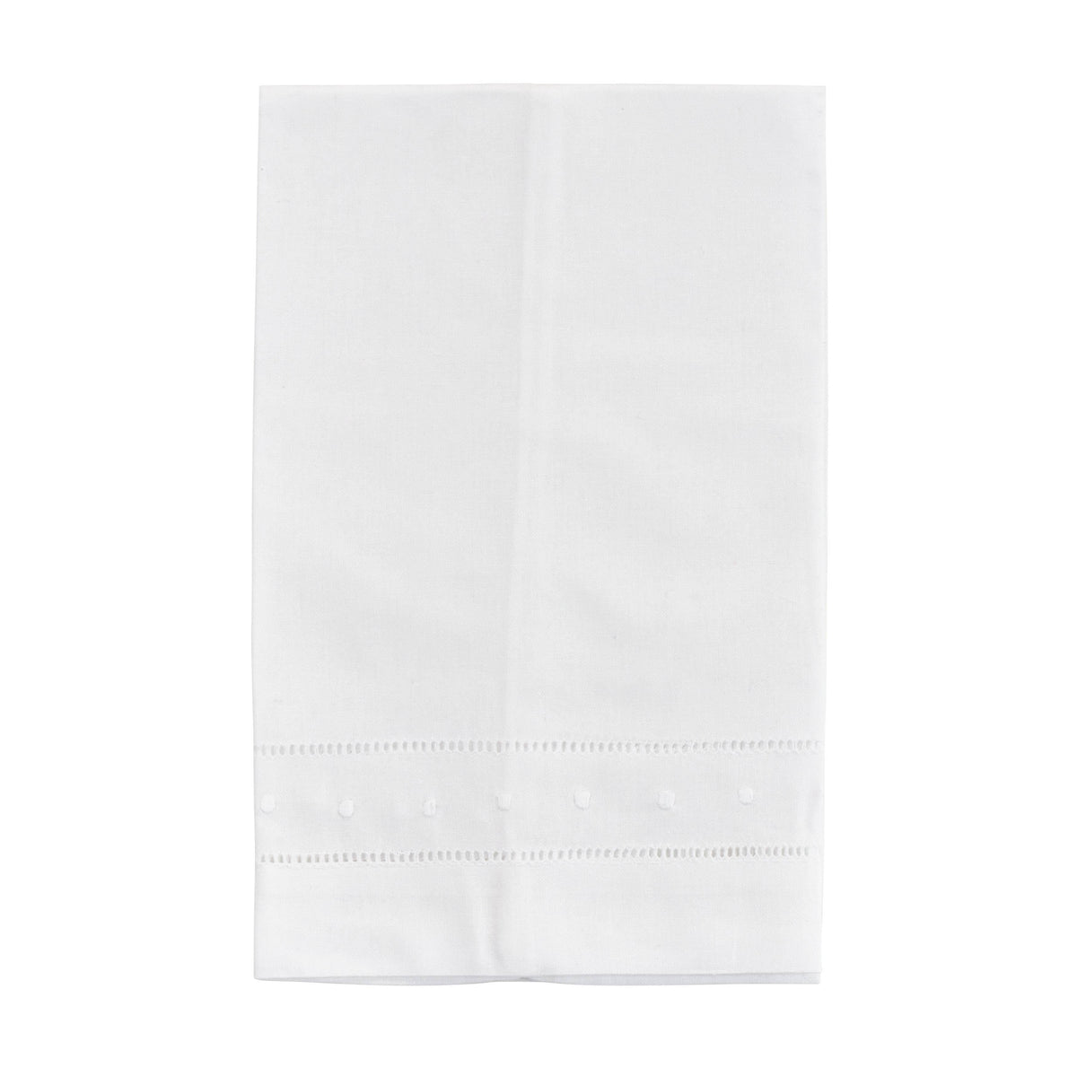 Swiss Dot Hemstitched Linen Blend Guest Towel - White