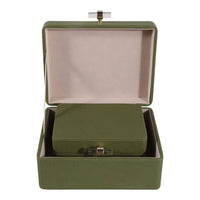 Green Decorative Box w/Acrylic & Gold Pull - Set of 2