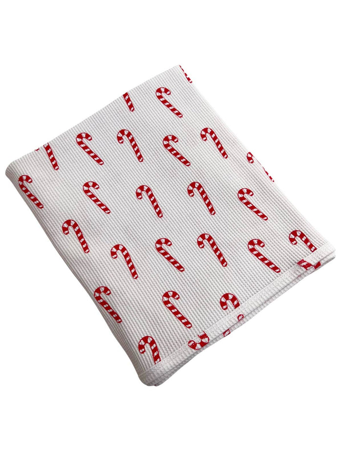 Organic Cotton Waffle Swaddle, Candy Cane