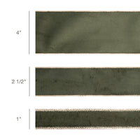 4" Reversible Velvet Wired Ribbon | Moss/Gold | 10 Yds