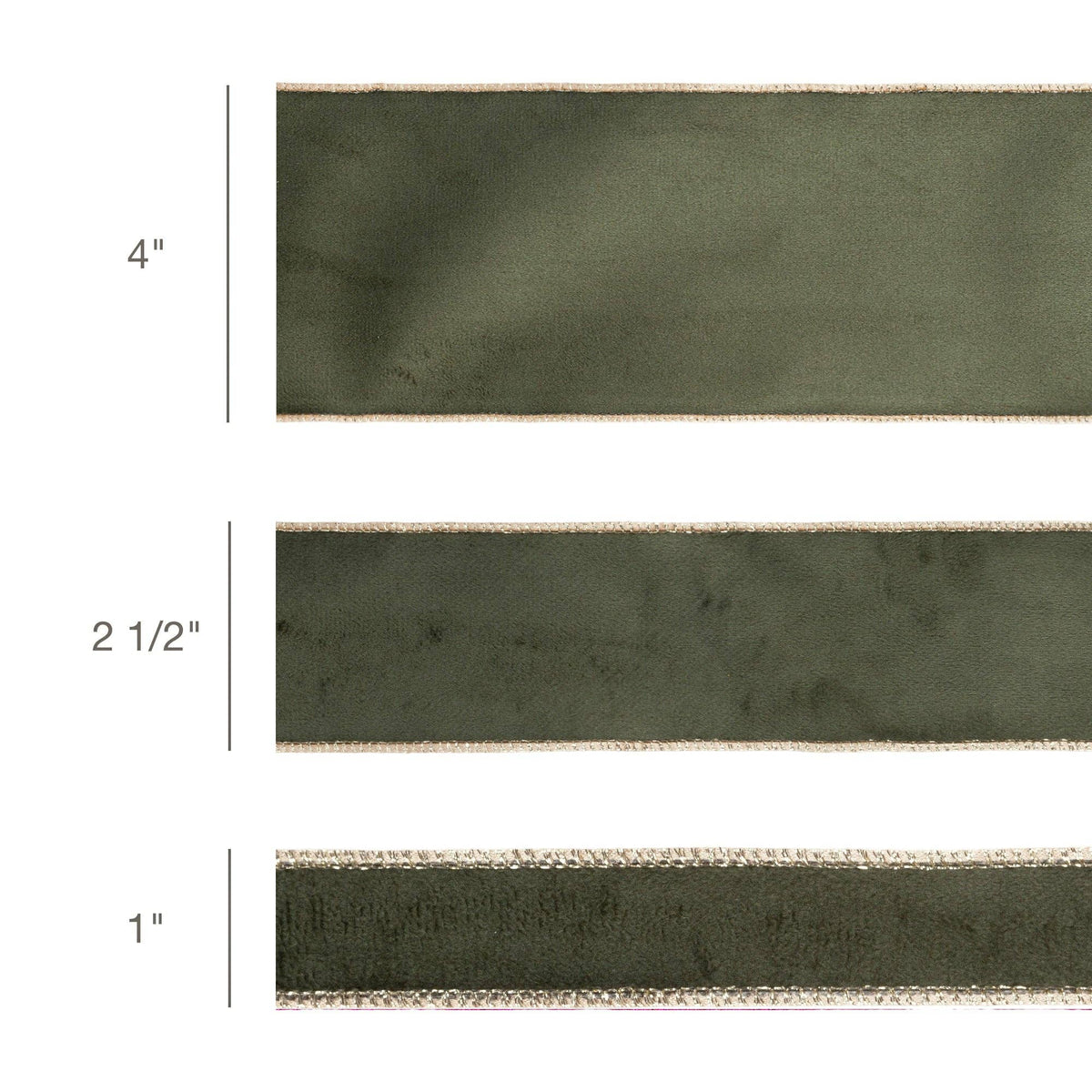 1" Reversible Classic Velvet Wired Ribbon | Moss/Gold | 10 Yds