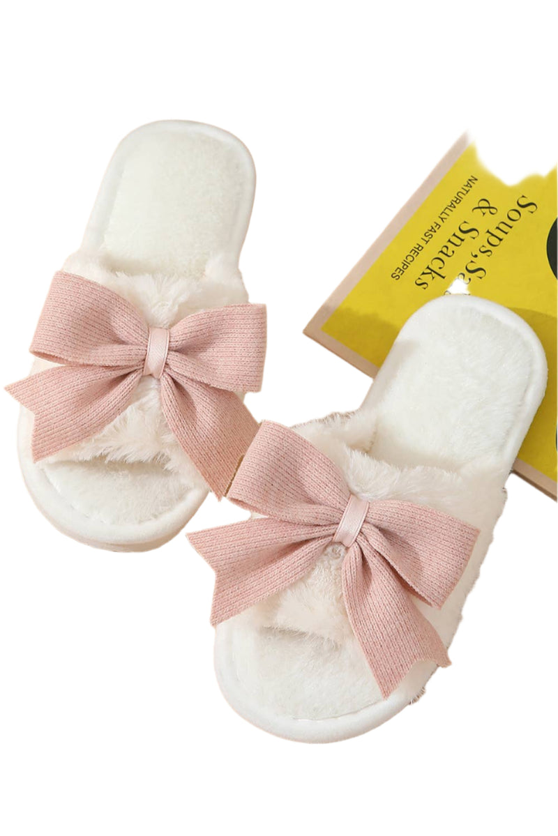 Bow Knot Plush Slippers