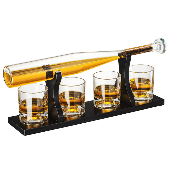 Baseball Bat Whiskey & Wine Decanter & Glasses