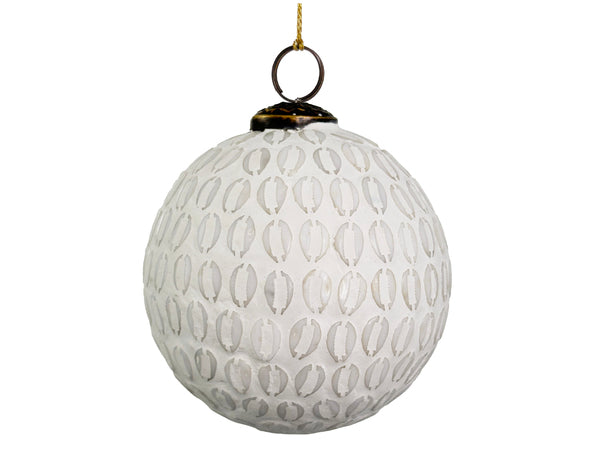 Shell Textured Glass Ball Ornament - White Matte