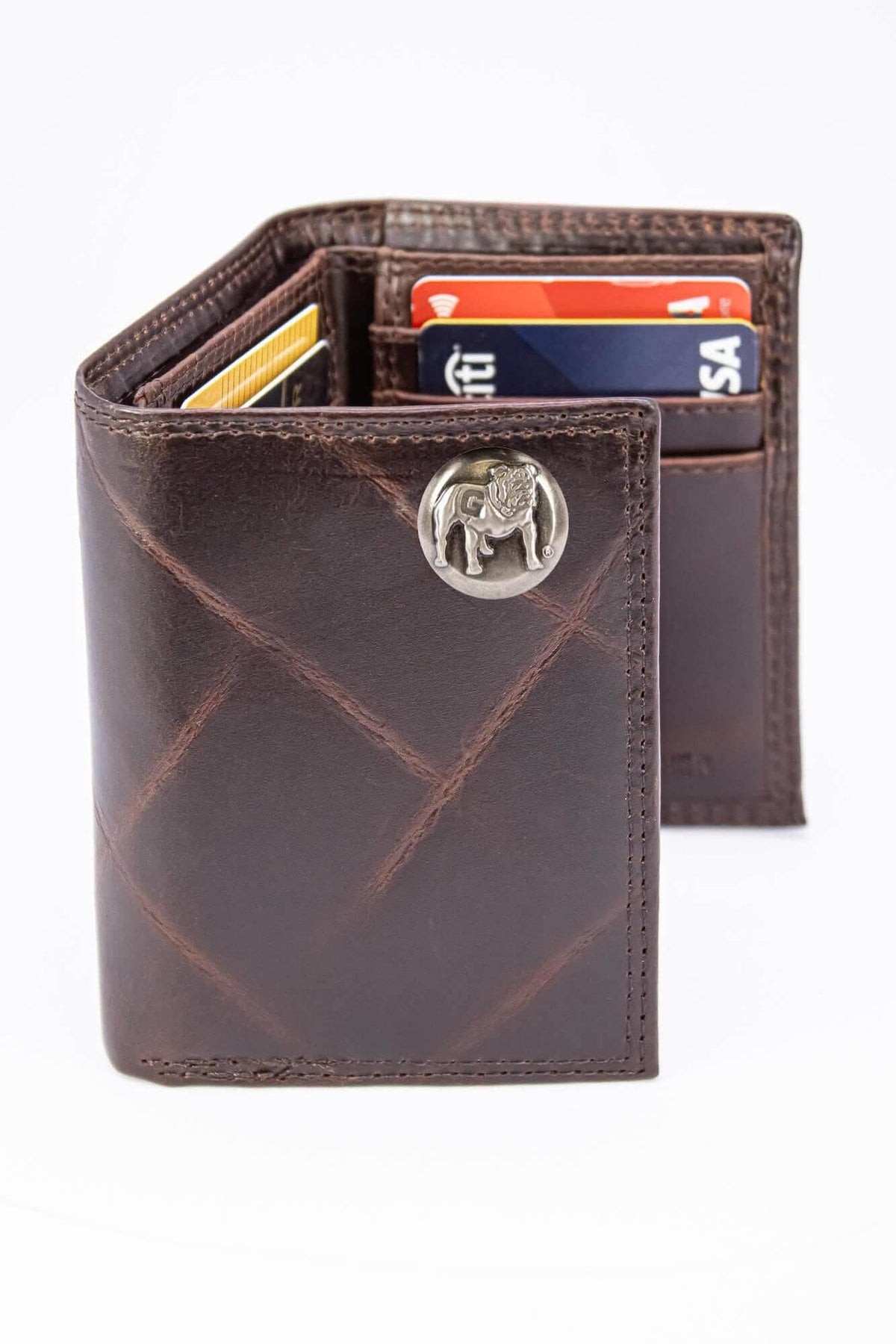 Georgia Bulldogs Men's Collegiate Trifold Leather Wallet.