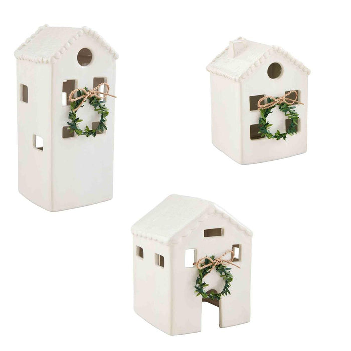 White Stoneware Christmas Houses