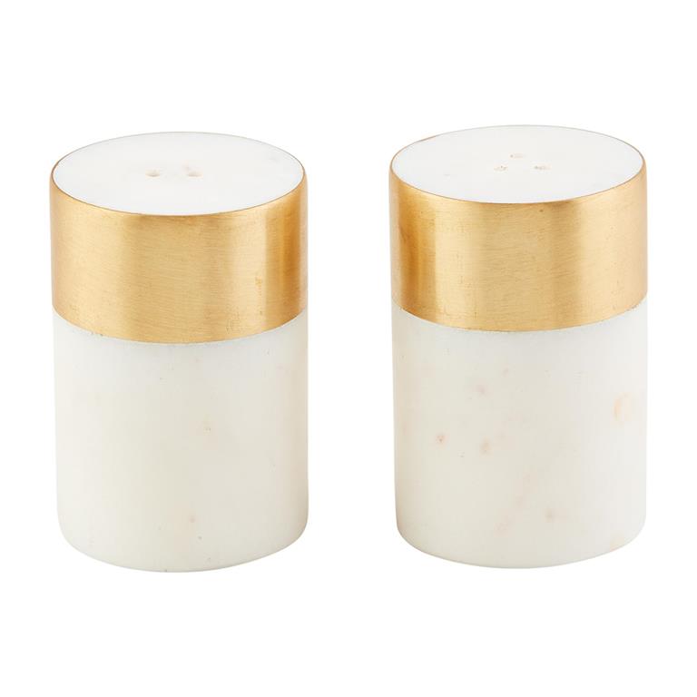 Brass and Marble Salt & Pepper Set