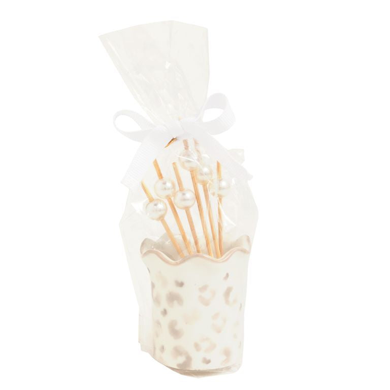 Hand Painted Toothpick Holder w/Ruffle Rim