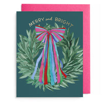 Colorful Bow Wreath Greeting Card