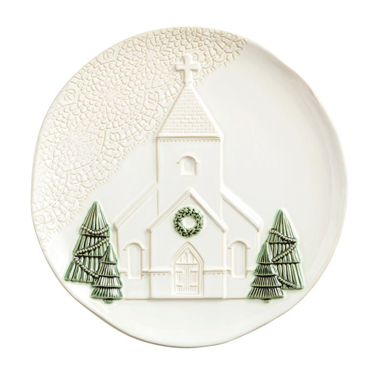 Pressed Lace Christmas Church Platter