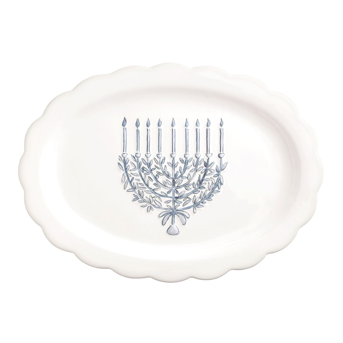 Hanukkah White Scalloped Platter