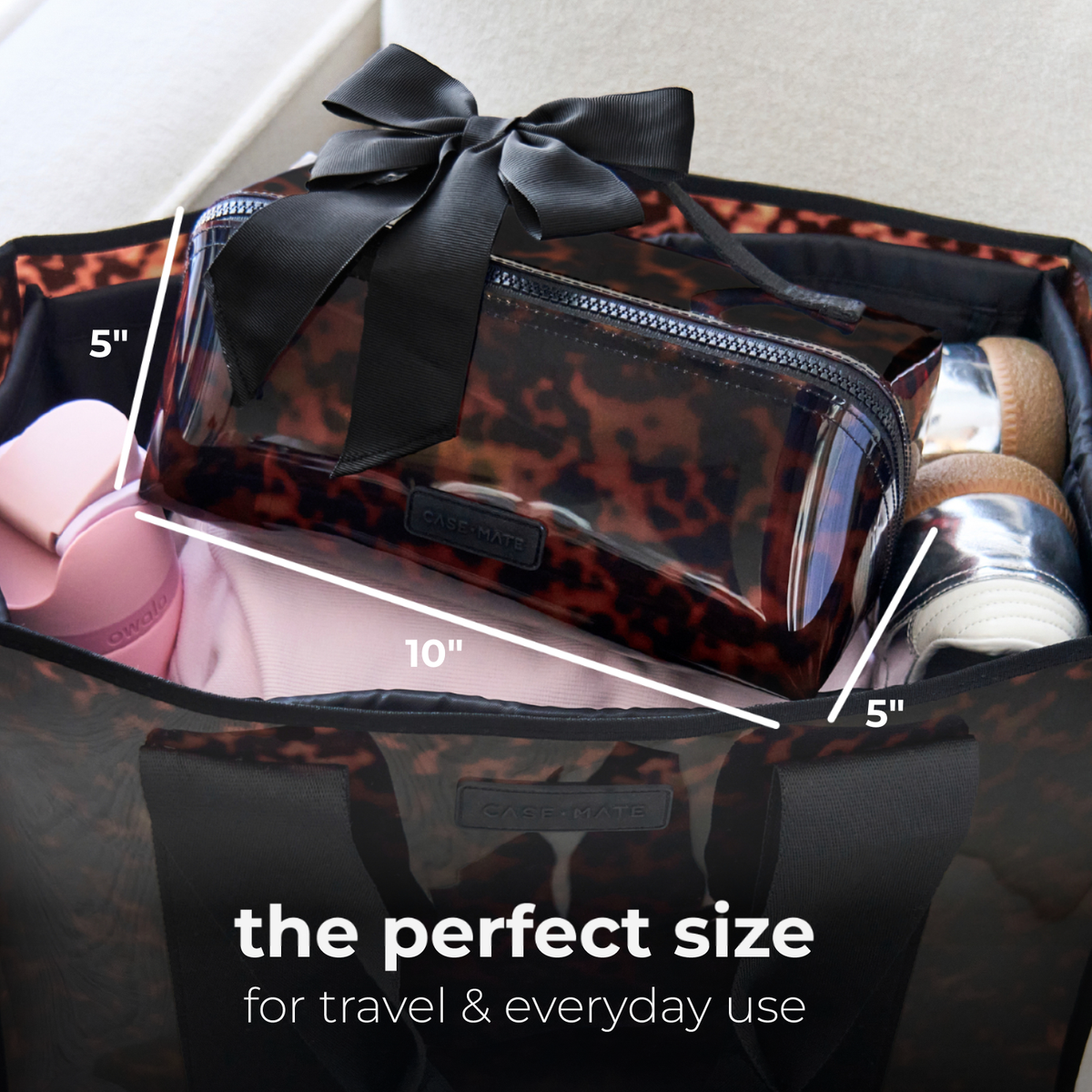 Tortoiseshell Jelly Lay-Flat Makeup Bag