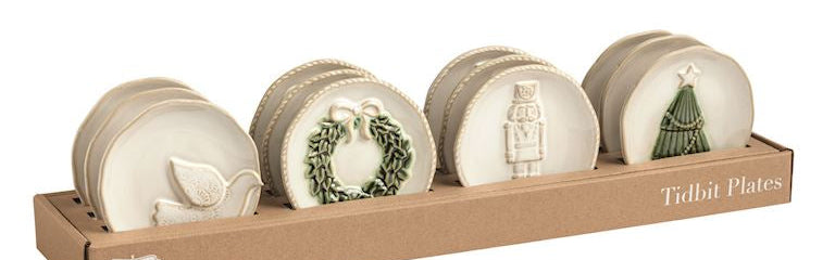 White Christmas Tidbit Plates