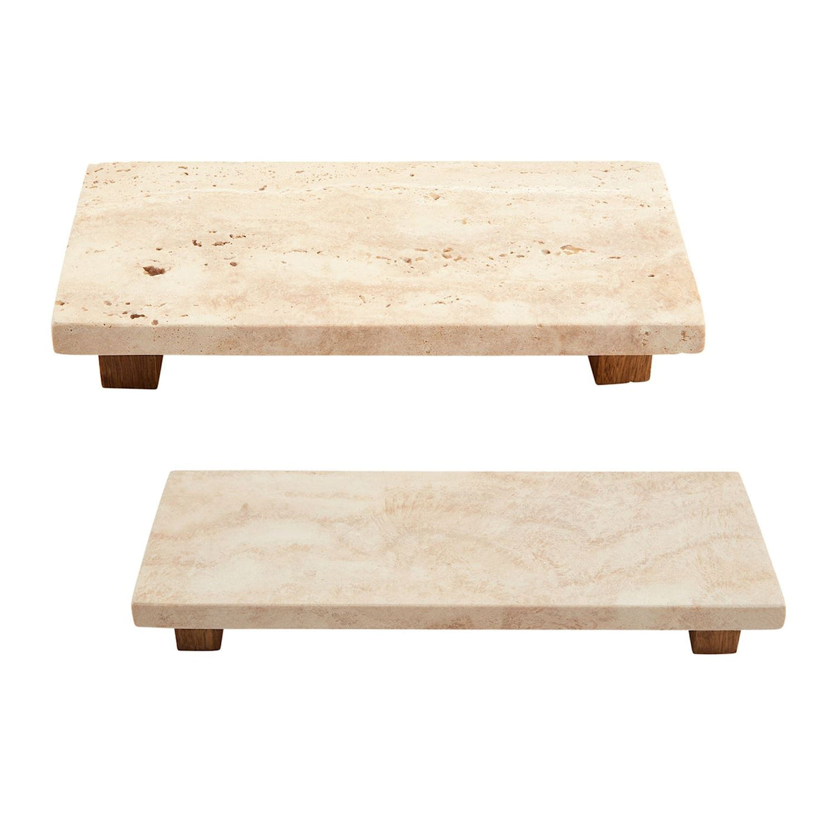 Travertine Footed Tray