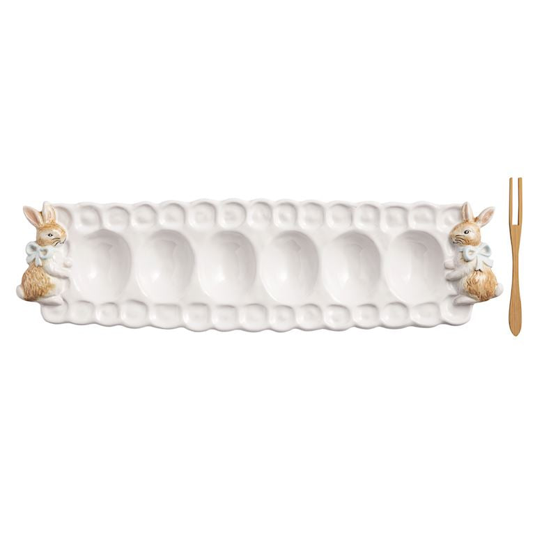 Stoneware Easter Deviled Egg Tray
