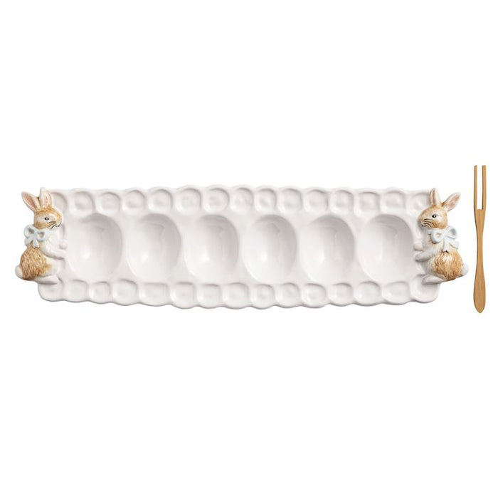 Stoneware Easter Deviled Egg Tray
