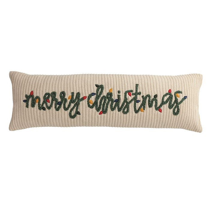 Chunky Knit Long Pillow -  Merry Christmas