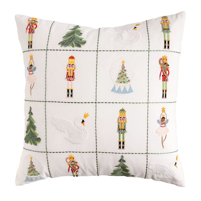 Embroidered Nutcracker Pillow