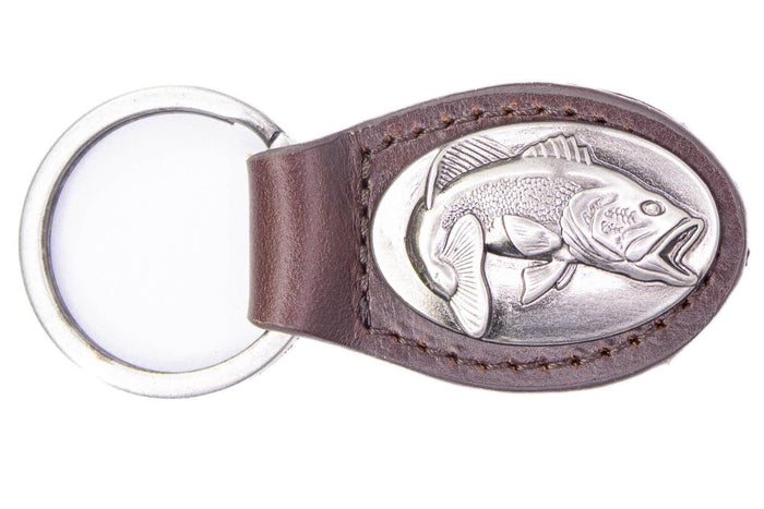 Bass Oval Leather Keychain